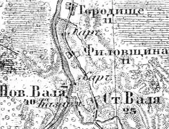 Деревня Городище на карте 1913 года