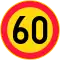 Nopeusrajoitus/Hastighetsbegränsning (60 km/h)