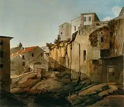 Тарпейская скала, Рим. 1780. Бумага, перо, кисть, акварель. Британский музей, Лондон