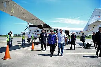 Президент Восточного Тимора Франсишку Гутерриш прибывает в аэропорт 18 июня 2019 года.