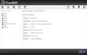 WebGUI FreeNAS
