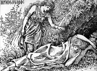 "Фрейя будит Хюндлу", В. Г. Коллингвуд (1908)