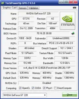 Скриншот программы GPU-Z