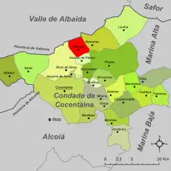 Расположение муниципалитета Гаянес на карте провинции
