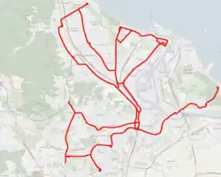 Схема трамвайной сети Гданьска