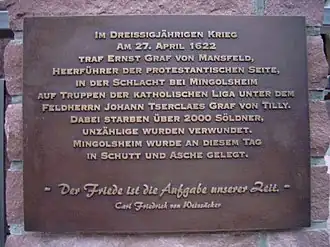 Мемориальная доска в память о битве