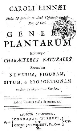 Титульный лист второго издания «Genera Plantarum»