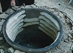 Тонис пури готовится в печи тонэ