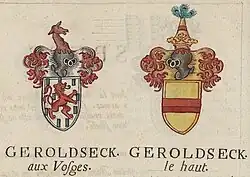 Гербы Герольдсеков из Вогезов и Ортенау.