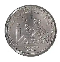 Исторический талер 1835 года в честь открытия первой железной дороги в Германии