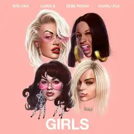 Обложка сингла Риты Оры при участии Карди Би, Биби Рексы и Charli XCX «Girls» (2018)