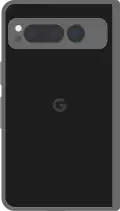 Diagram of the back of a Pixel Fold smartphone in black.