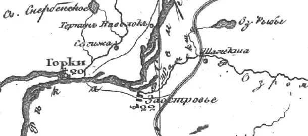 Деревня Горки на карте 1832 года