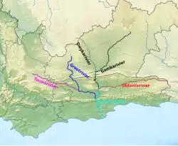 Улифантс (выделен красным) в системе реки Гауритс