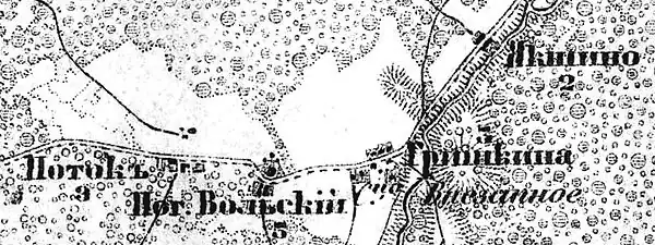 Деревня Якшино на карте 1917 года