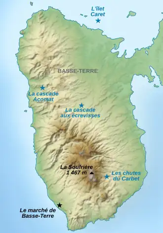 Топографическая карта западной части острова.