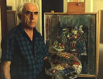 Хаим Гликсберг в своей студии в Тель-Авиве, 1966 год