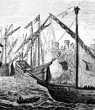 Ганзейские корабли атакуют Копенгаген.