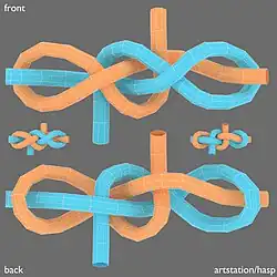 Узел Голдобина, jack reinman's symmetrical hawser bend #2, harmonic bend.Надёжный, компактный, легкоразвязываемый У. с двумя закрытыми петлями.