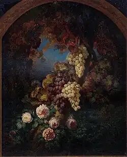 A cornucopia of fruit and flowers in a garden