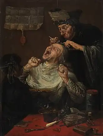 Приписывается Франсуа Вервилт. Удаление камня глупости. XVII век. Музей Бойманса—ван Бёнингена, Роттердам