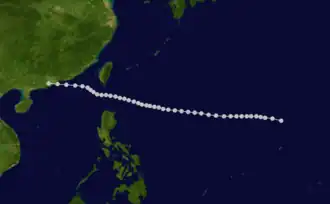 Путь Гонконгского тайфуна на карте