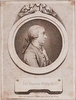 Хорас Уолпол. Гравюра Д. П. Паризе по оригиналу П. Э. Фальконе. 1768
