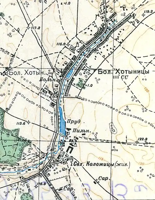 План деревни Хотыницы. 1938 год