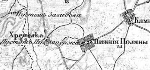 Деревня Мошковые Поляны на карте 1912 года