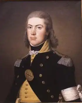 Майор Аминов в формекавалерийского полка Выборгского лена,портрет кисти А. Вертмюллера (1799)