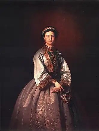 Сербская княгиня, жена Михаила Обреновича Юлия Хуньяди в сербском костюме