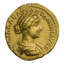 Ауреус, аверс, ок. 164—169 гг.