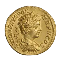 Ауреус, Каракалла, аверс, ок. 202 г.