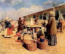 Яблочный базар в Можайске, 1913, частная коллекция.