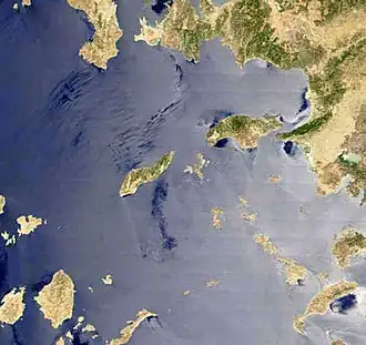 Космический снимок Икарийского моря