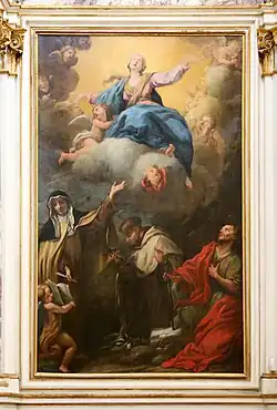 Мадонна и святые. 1741—1745. Холст, масло. Церковь Санта-Мария-дель-Кармине, Пистоя