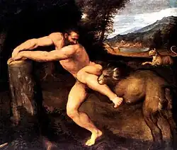 Милон, Терзаемый львом. Холст, масло. Музей Чикагского университета, США