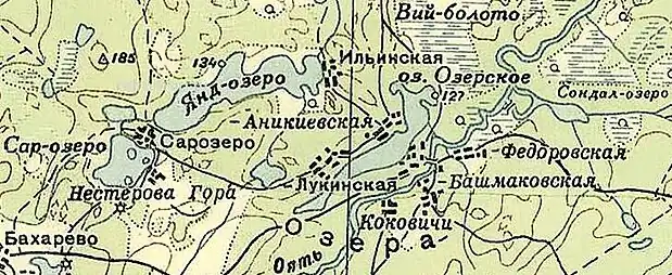 Деревня Мартемьяновская на карте 1940 года