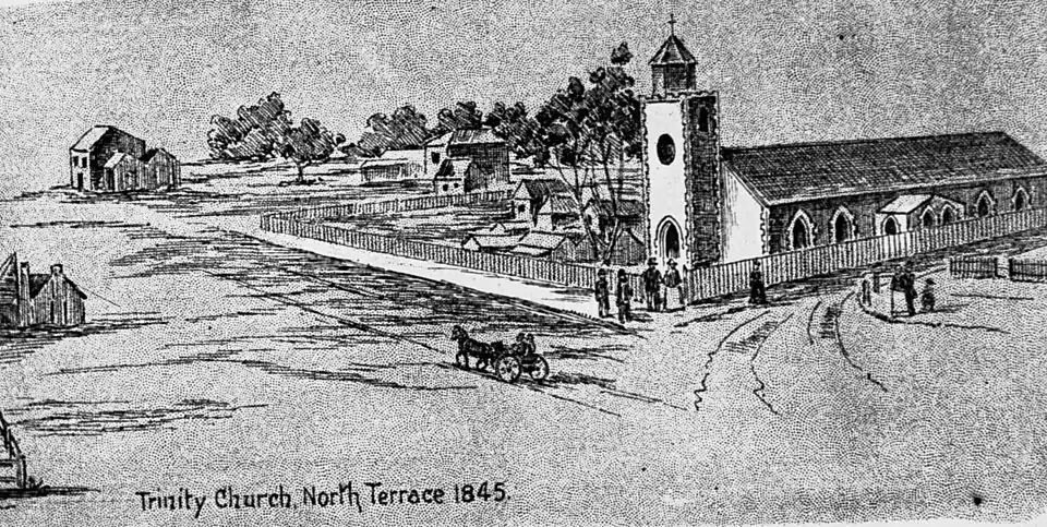 Рисунок Церкви Святой Троицы в Аделаиде (1845)