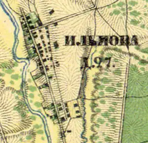 Деревня Ильмово на карте 1860 года