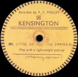 Обложка песни «Битлз»(тогда — The Quarrymen) «In Spite of All the Danger»