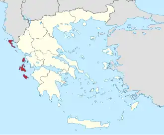 Ионические острова на карте