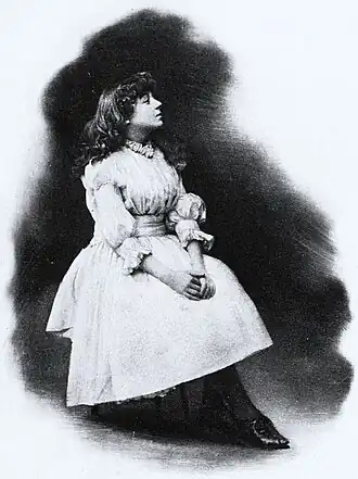 Иза Боумен в образе Алисы, 1888 год.