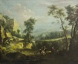 Пейзаж с фигурами. Холст, масло. Национальный музей изящных  искусств, Валлетта.