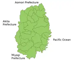 Карта префектуры Ивате