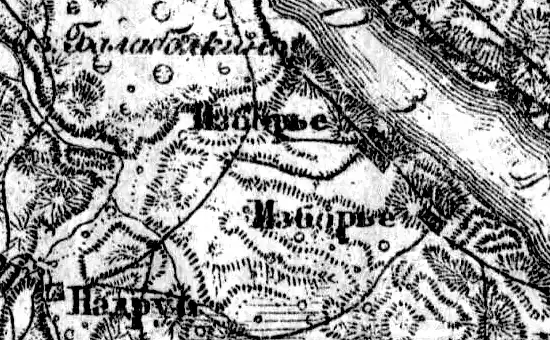 Деревня Изборовье на карте 1919 года