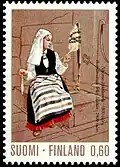 Женский костюм Лесогорского на финской почтовой марке, 1973 год
