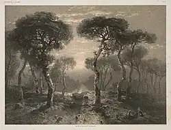 Лес Сьерра в Вале. Офорт