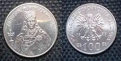 100 злотых, королева Ядвига, 1988 год