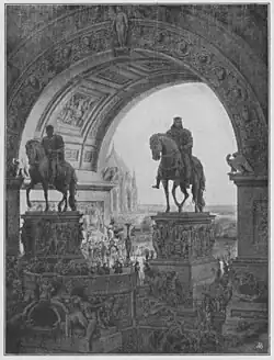 Триумфальная арка со статуями всадников. 1817. Дерево, масло. Королевский замок, Берлин